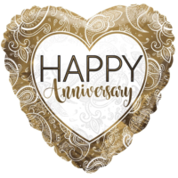 18" Happy Anniversary Silver & Gold Foil Balloon