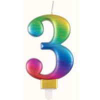 Multi-Coloured Number Candle 3