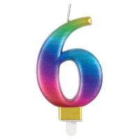 Multi-Coloured Number Candle 6