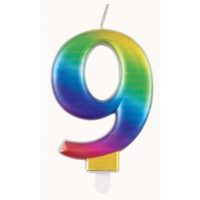 Multi-Coloured Number Candle 9