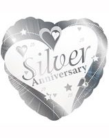 25th Silver Anniversary Wishes 18" Foil Balloon