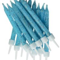 Blue Glitter Cake Candles 12pk