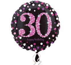 30th Birthday Black/Pink Balloon