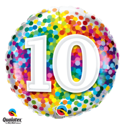 10th Birthday Rainbow Balloon confetti print