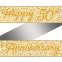 Golden 50th Anniversary Holographic Foil Banner