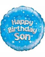 18" Happy Birthday Son Holographic Foil Balloon