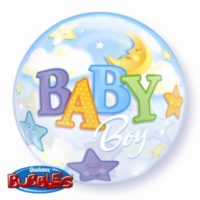 Baby Boy Moon & Stars Bubble Balloon 22"