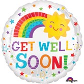 Get Well Soon Happy Sun Rainbow 18" Foil Balloon