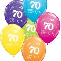 Age 70 Asst. Colour Latex 11" Balloons 6pk