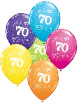 Age 70 Asst. Colour Latex 11" Balloons 6pk