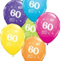 Age 60 Latex 11" Balloons 6pk Asst. Colour