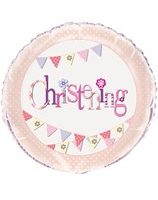 Pink Christening Bunting 18" Foil Balloon