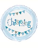 Blue Christening Bunting 18" Foil Balloon