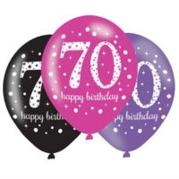 Happy 70th Birthday Pink Celebration 11" Latex Balloons 6pk