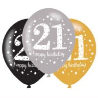 Happy 21st Birthday Gold Celebration 11" Latex Balloons 6pk