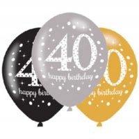 Happy 40th Birthday Gold Celebration 11" Latex Balloons 6pk