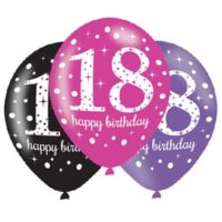 Happy 18th Birthday Pink Celebration 11" Latex Balloons 6pk