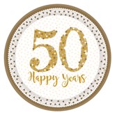 50th Golden Wedding Anniversary Prismatic Plates 8pk