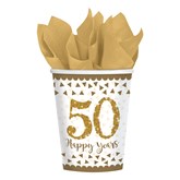 50th Golden Wedding Anniversary Paper Cups 8pk