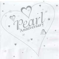 30th Pearl Anniversary Luncheon Napkins 18pk