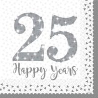 25th Silver Wedding Anniversary Lunch Napkins 16pk