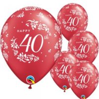 40th Anniversary 11" Pearl Red Latex Balloons 6pk