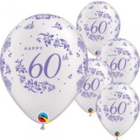 60th Anniversary 11" Pearl White Balloons 6pk