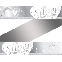 25th Silver Anniversary Wishes Foil Banner