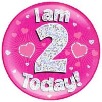 Pink 2nd Birthday Holographic Jumbo Badge