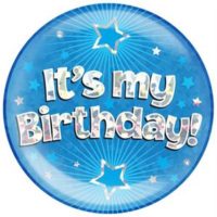 Blue It's My Birthday Holographic Jumbo Badge