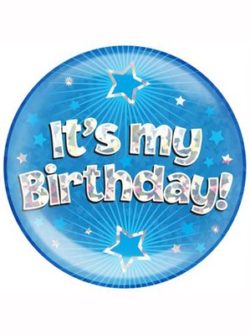 Blue It's My Birthday Holographic Jumbo Badge