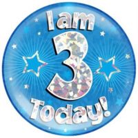 Blue 3rd Birthday Holographic Jumbo Badge