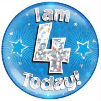 Blue 4th Birthday Holographic Jumbo Badge