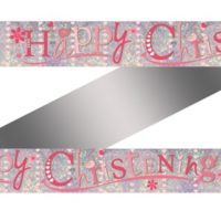 Pink Happy Christening Foil Banner