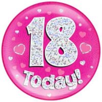 Pink 18th Birthday Holographic Jumbo Badge