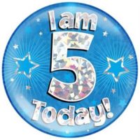 Blue 5th Birthday Holographic Jumbo Badge