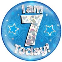 Blue 7th Birthday Holographic Jumbo Badge