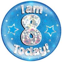 Blue 8th Birthday Holographic Jumbo Badge