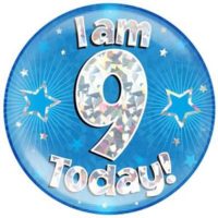 Blue 9th Birthday Holographic Jumbo Badge