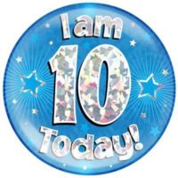 Blue 10th Birthday Holographic Jumbo Badge