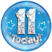 Blue 11th Birthday Holographic Jumbo Badge