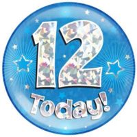 Blue 12th Birthday Holographic Jumbo Badge