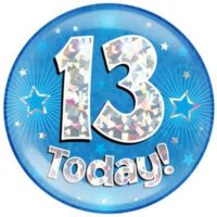 Blue 13th Birthday Holographic Jumbo Badge