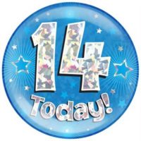 Blue 14th Birthday Holographic Jumbo Badge