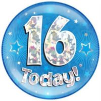 Blue 16th Birthday Holographic Jumbo Badge