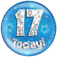 Blue 17th Birthday Holographic Jumbo Badge