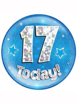 Blue 17th Birthday Holographic Jumbo Badge