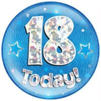 Blue 18th Birthday Holographic Jumbo Badge