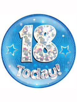 Blue 18th Birthday Holographic Jumbo Badge