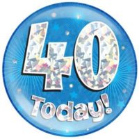 Blue 40th Birthday Holographic Jumbo Badge